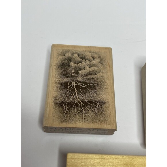 Assortment Wood Mounted Rubber Stamps Set Of 3 Giraffe Landscape Desert Skyscape - Picture 5 of 6